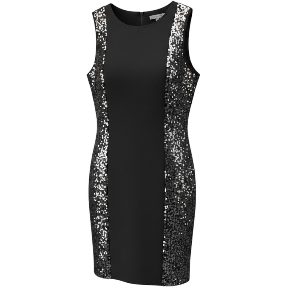 Charming Charlie Sequin Shift Dress Women Small Black Excellent Sleeveless Mini